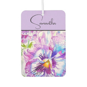 Purple Pansy Pansies Watercolor Floral Flower Air Freshener