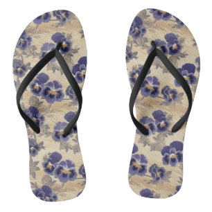 Purple Pansy Pattern Flip Flops