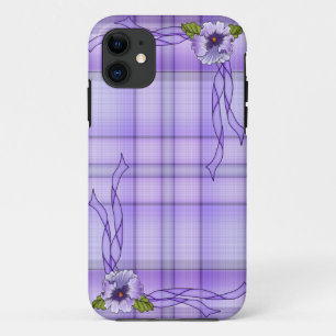 Purple Pansy Plaid iPhone 11 Case