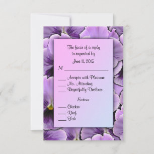 Purple Pansy RSVP Card with Entree Choices