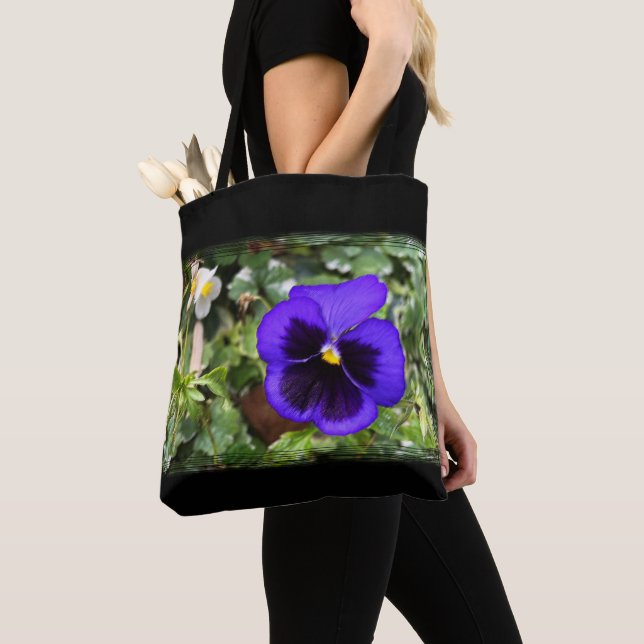 Purple pansy tote bag (Close Up)