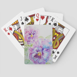 Purple Pansy Watercolour Flower Playing Cards Set