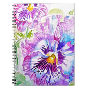 Purple Pansy Watercolour Flower Playing Cards Set Notebook