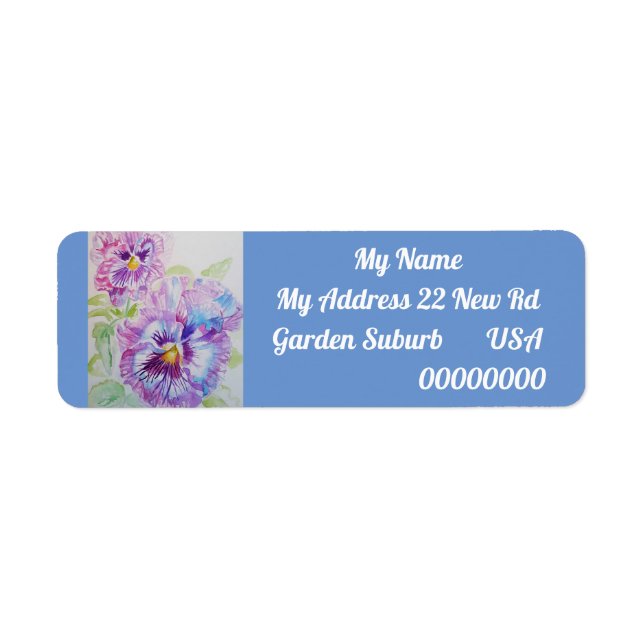 Purple Pansy Watercolour Return Address Labels (Front)