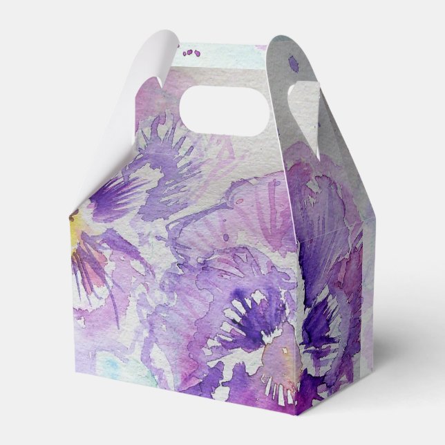 Purple Pansy Watercolour Return Address Labels Favor Box (Front Side)