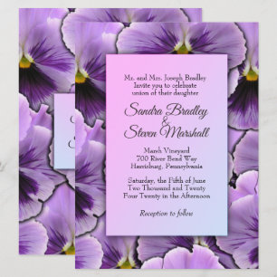 Purple Pansy Wedding Invitation