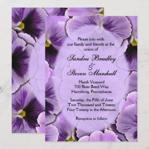 Purple Pansy Wedding Invitation
