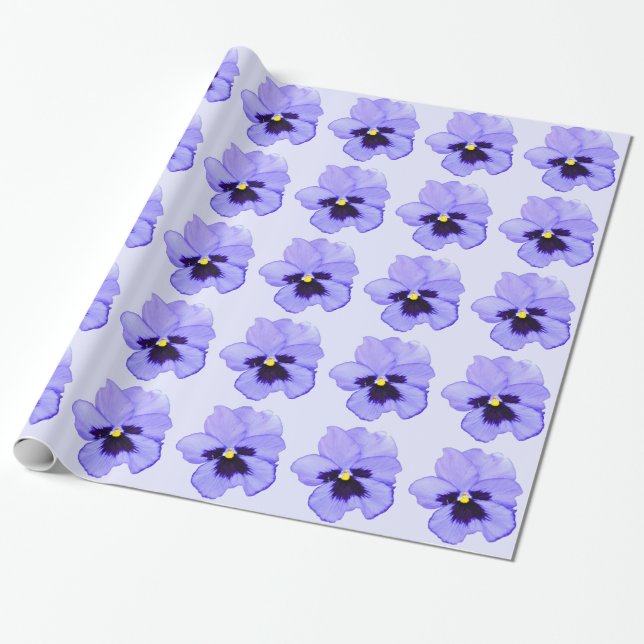 Purple Pansy Wrapping Paper (Unrolled)