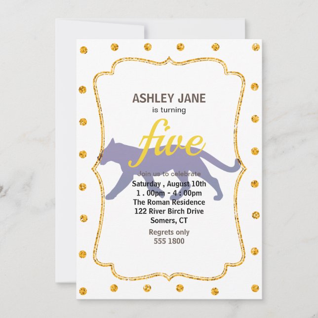 Purple panther silhouette - Choose background colo Invitation (Front)