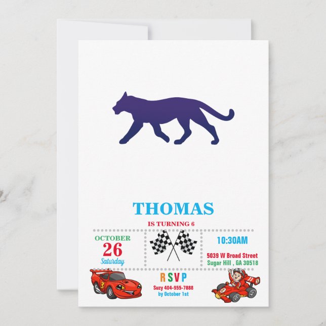 Purple panther silhouette - Choose background colo Invitation (Front)