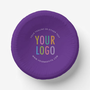 Purple Paper Bowls Business Logo Printed 7 inch Plate