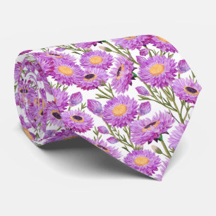 Purple Paper Daisies Floral Blooms Tie
