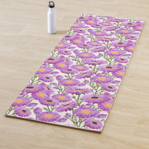 Purple Paper Daisies Floral Blooms Yoga Mat