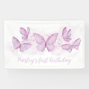 Purple Papillon 1er Anniversaire Fête Bannière Fil