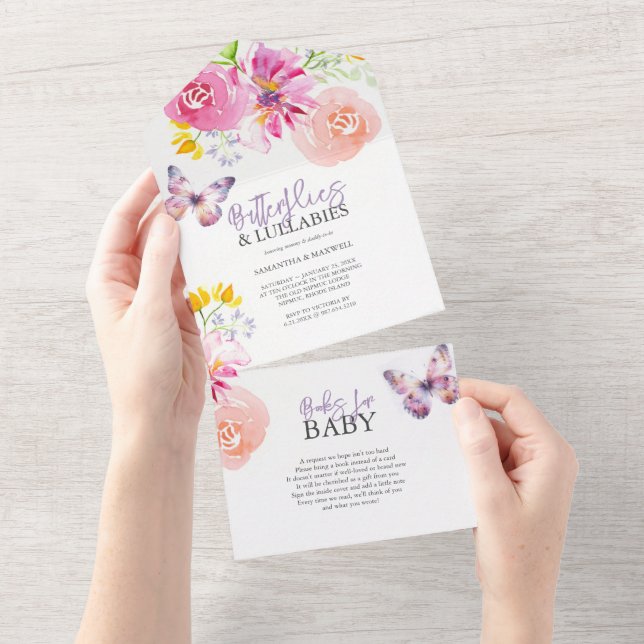 Purple Papillon Baby Shower Invitations (Déchirure)