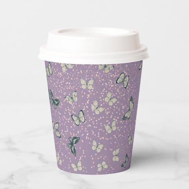 Purple Papillon  Paper Cups (Front)