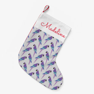 Purple Parrots   Add Your Name Small Christmas Stocking
