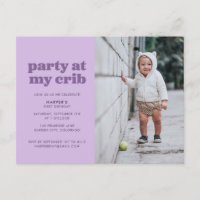Purple Party at My Crib 1st Birthday Party Invitat