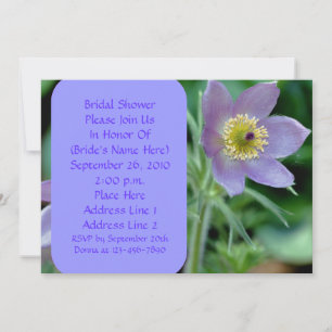 Purple Pasque Flower Bridal Shower Invitation