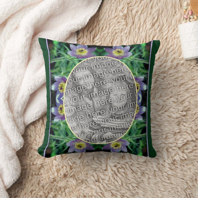 Purple Pasque Flowers Create Your Own Photo Throw Pillow (Blanket)