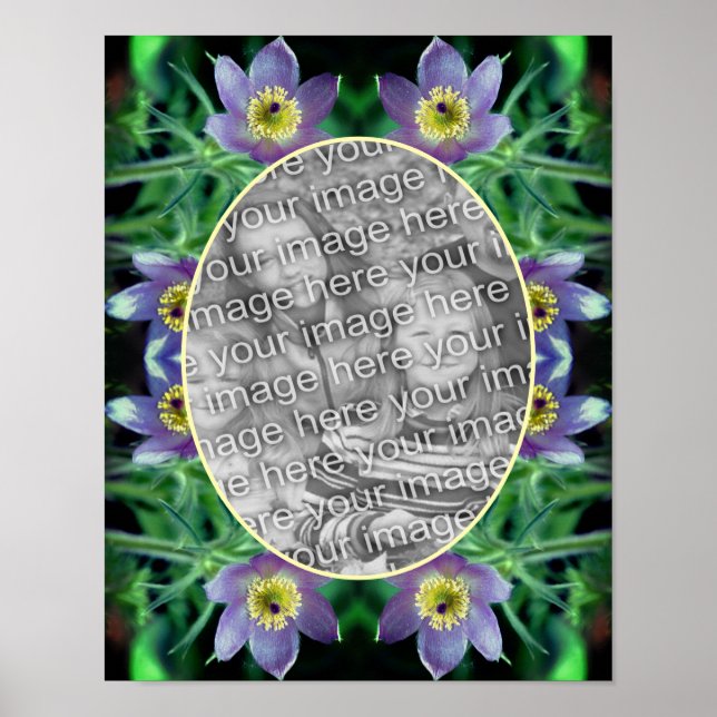 Purple Pasque Flowers Frame Create Your Own Photo Poster (Front)