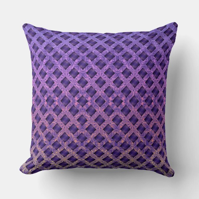 Purple Passion Boho Lattice Throw Pillow (Front)