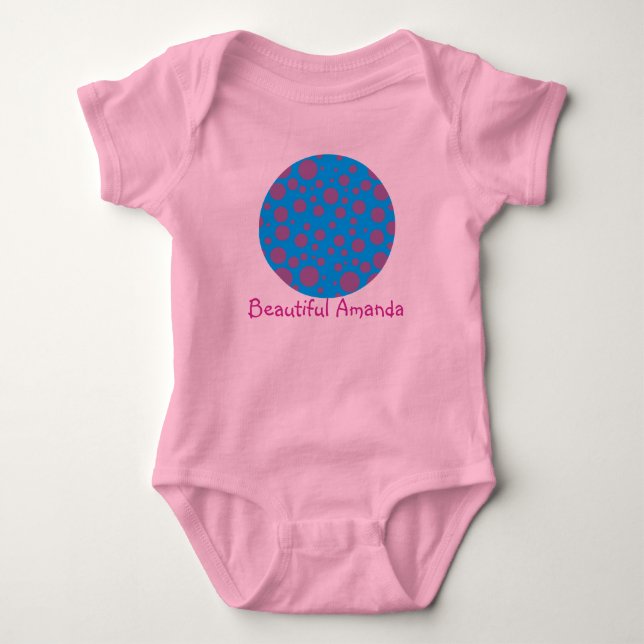 purple passion feeling blue moon circle pattern baby bodysuit (Front)