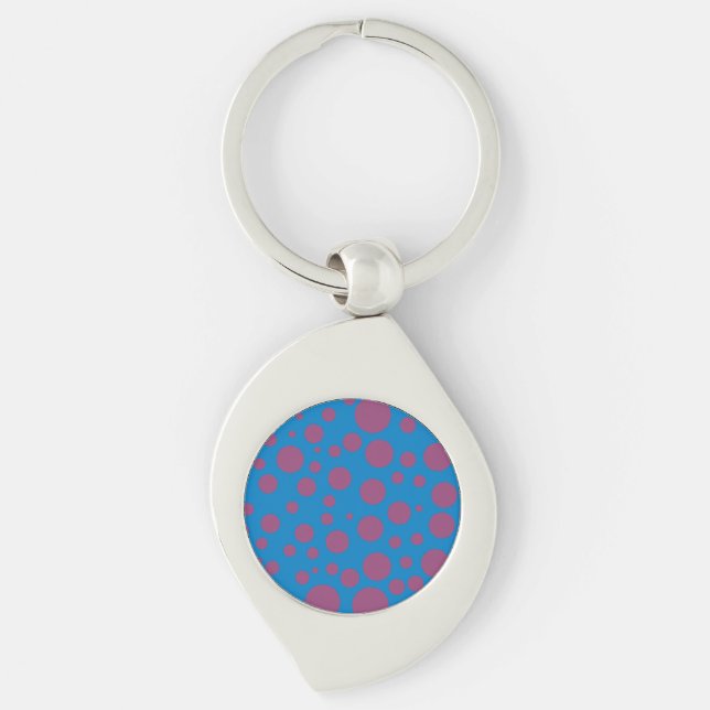 purple passion feeling blue trippy circle pattern keychain (Front)