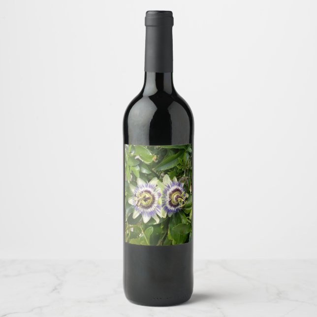 Purple Passion Flower Wine Bottle Label (Front)