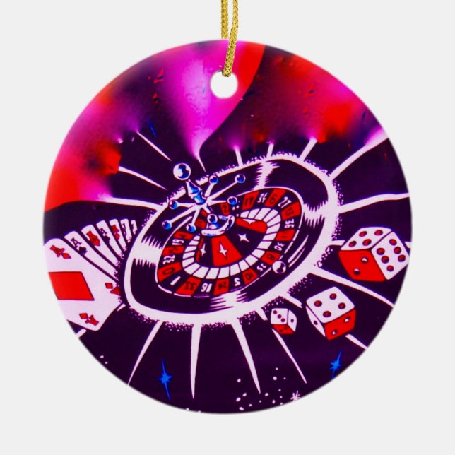 Purple Passion Gambling Ceramic Ornament (Front)