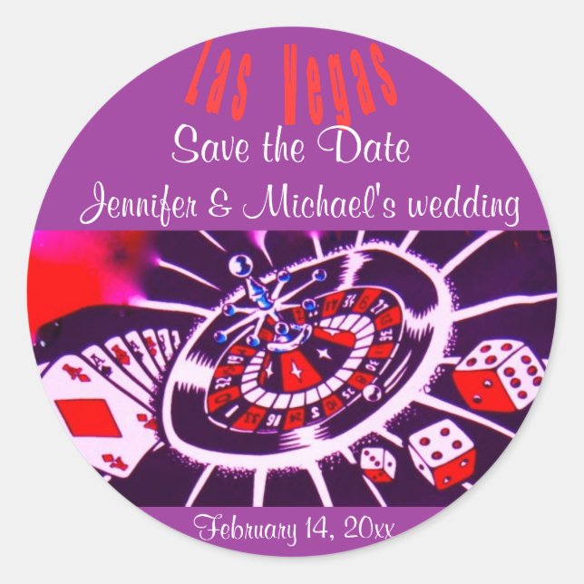 Purple Passion Las Vegas Wedding Classic Round Sticker (Front)