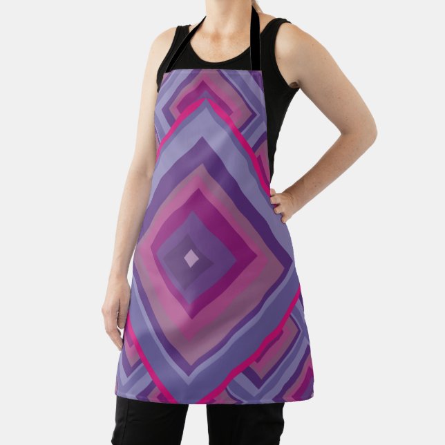 purple passion lavender diamond pattern barbeque l apron (Insitu)