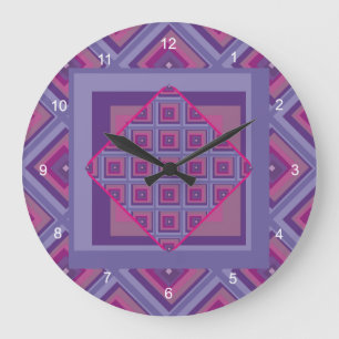 purple passion lavender diamond pattern clock art