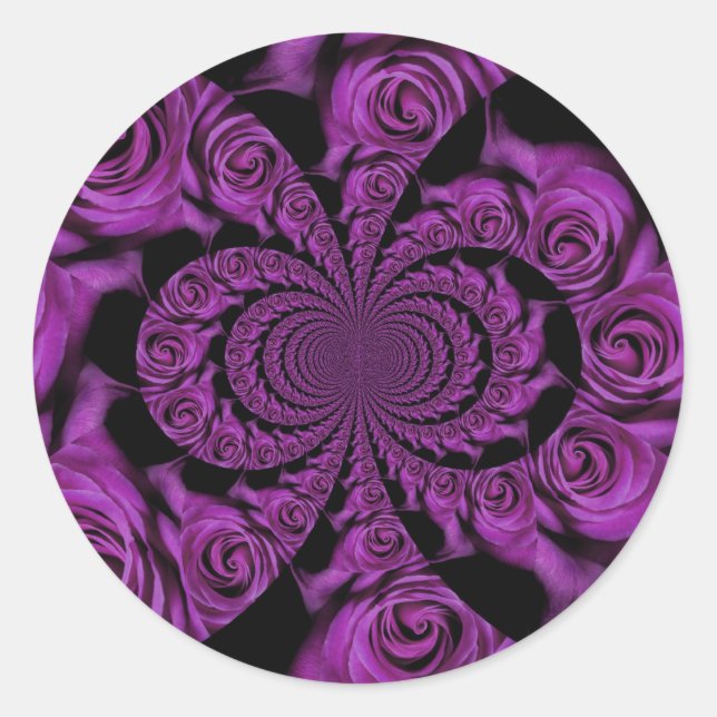 Purple Passion: Royal Romance Roses Classic Round Sticker (Front)