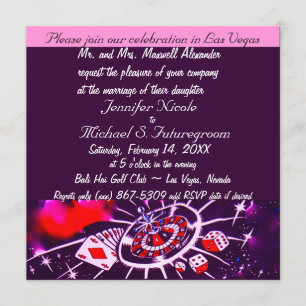 Purple Passion Vegas Theme Wedding Invitation