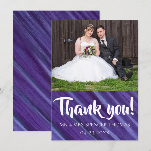 Purple Passion | Violet Lavender Plum Brushstroke Thank You Card (Front/Back)