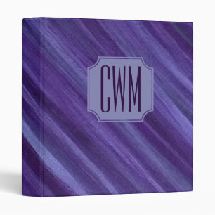 Purple Passion   Violet Plum Brushstroke Monogram Binder