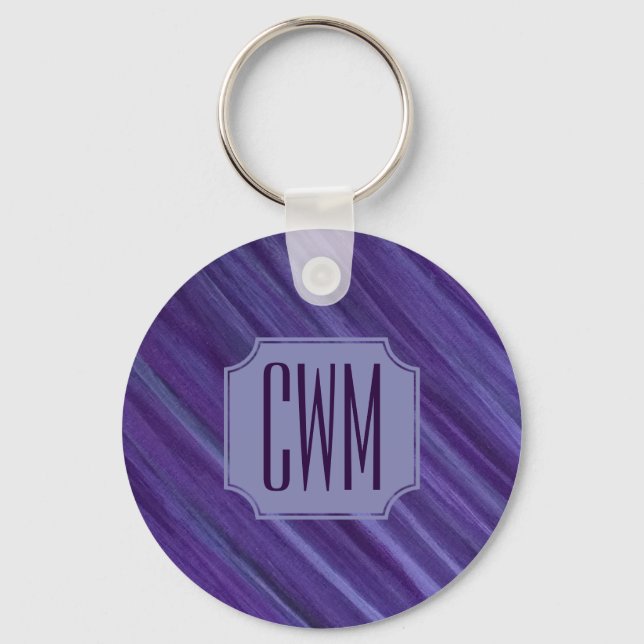 Purple Passion | Violet Plum Brushstroke Monogram Keychain (Front)