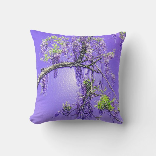 Purple Passion Wisteria Throw Pillow (Front)