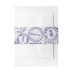 Purple Passport Stamps Belly Band Invitation Belly Band