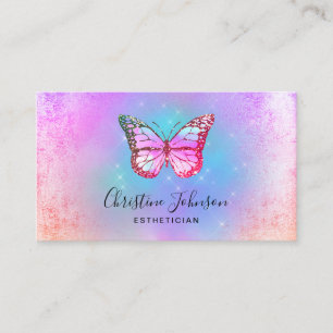 purple pastel blue butterfly business card