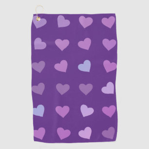 PURPLE PASTEL COLORED HEARTS    GOLF TOWEL
