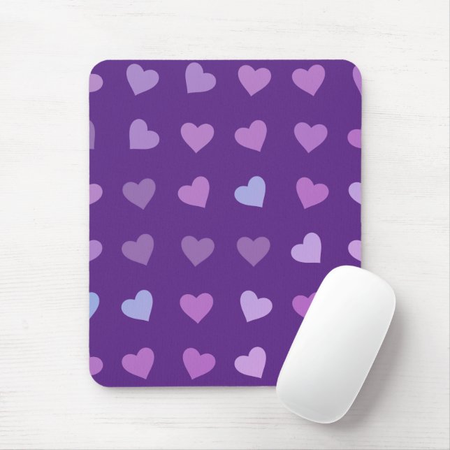PURPLE PASTEL COLORED HEARTS    MOUSE PAD (With Mouse)