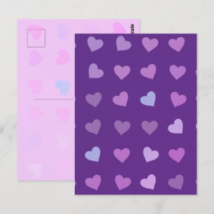 PURPLE PASTEL COLORED HEARTS    POSTCARD
