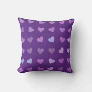 PURPLE PASTEL COLORED HEARTS THROW PILLOW