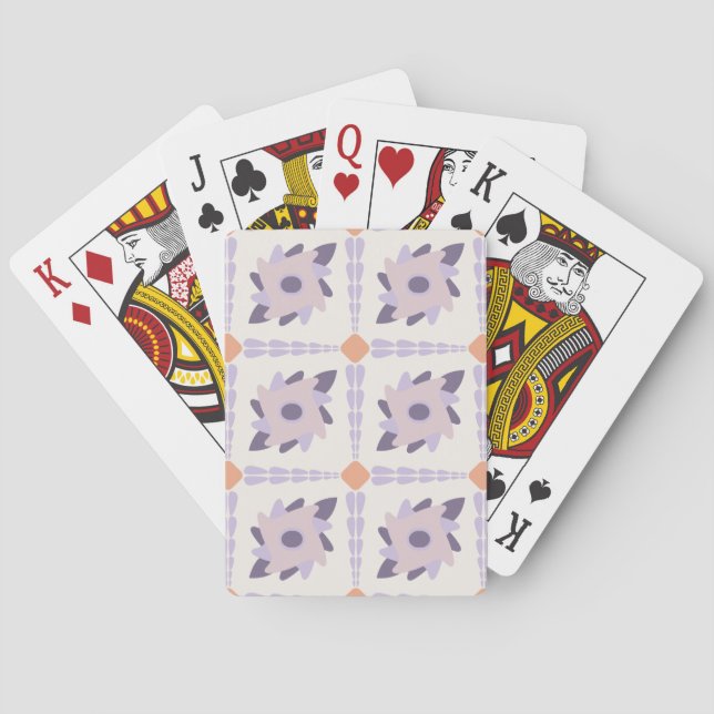 Purple pastel Decorative colourful tile  Playing Cards (Back)