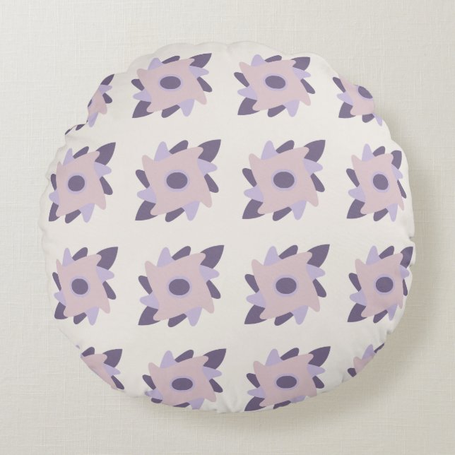 Purple pastel Decorative colourful tile  Round Pillow (Front)