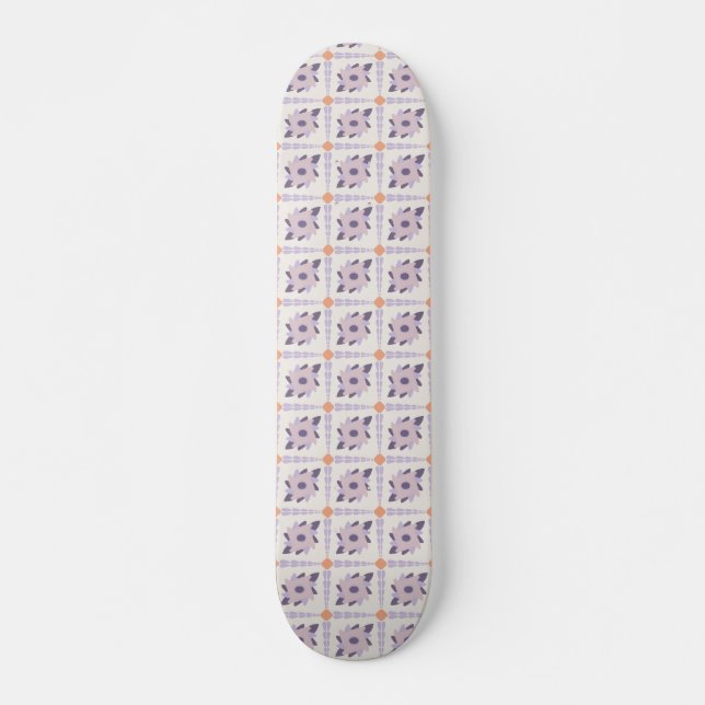 Purple pastel Decorative colourful tile  Skateboard (Front)