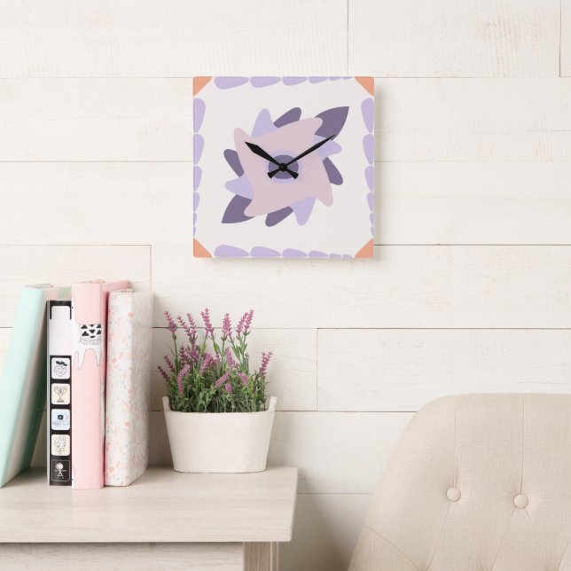 Purple pastel Decorative colourful tile  Square Wall Clock (Reading Room)