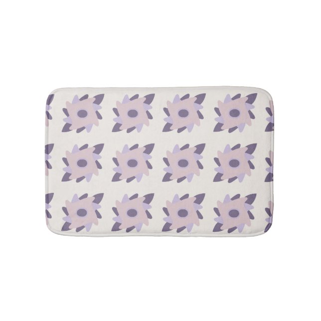 Purple Pastel Decorative Tile Pattern Bath Mat (Front)